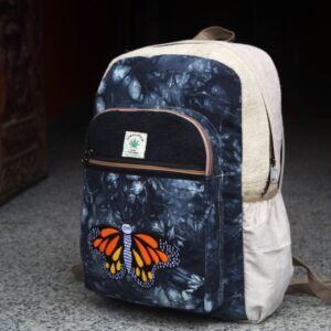Butterfly Printed Tye-Dyed Hemp Large Backpack