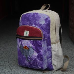 Elephant Head Printed Large Hemp Tie-Dyed Backpack